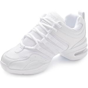 ARCLIBER Women's Jazz, Tap, Zumba Dance Shoes, Black, US Women's Size, Modern, Casual, Mid-Heel, Mesh, Lace-Up, Athletic Sneaker (6.5, White)