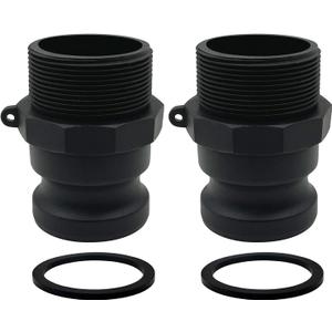 2PCS Camlock Fittings Poly Plastic NPT F-200 2" Type F Standard Couplings Cam lock Fittings Polypropylene Cam Groove Fitting Male Camlock with Male Threads (2 inch, Type F)