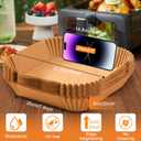 200PCS Air Fryer Liners Disposable: Square 7.9 Inch Non-Stick Airfryer Paper Liners - Food Grade Parchment Paper for 5 6 7 8 QT Air Fryer Baking and Roasting - Waterproof and OilProof (9 Inch on Top)