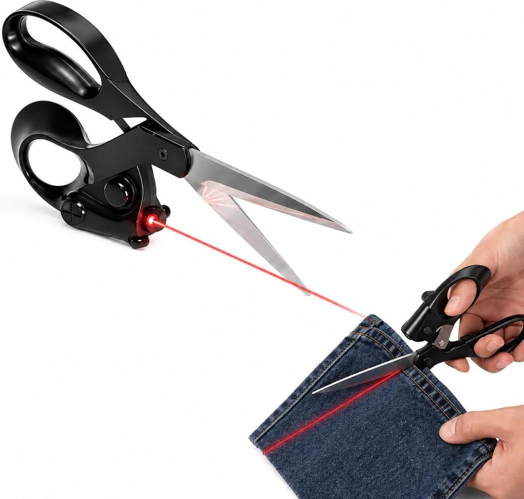Professional Laser Guided Scissors for Fabric Cutting, Upgraded Ergonomic Handle, Sewing Scissors Cuts Straight Fast with Precision Laser Guide for Quilting, Crafting, Paper, Gift Wrapping