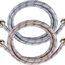 4 Ft Washing Machine Hoses, 2 Packs Premium Stainless Steel Washer Hoses Burst Proof, Hot and Cold Striped Water Supply Hoses with 3/4'' Standard Interface fit for ALL Washer