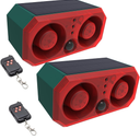 Solar Sound & Strobe Light Alarm Motion Sensor Siren, 13 Sounds & Recording, Dual Speaker 130dB Dog Barking Loud Noise Maker, Security Alert System for Home Farm Barn Villa Orchard (Pack of2)