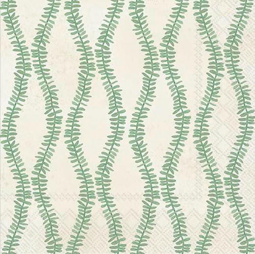 IHR Ideal Home Range Party Napkins Disposable 3-Ply Paper Lunch Napkin Pack, 6.5" x 6.5", Leaf And Stem (Green), 20-Count, 40 White Napkins