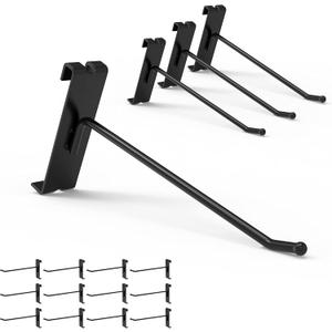 HUHOLE 32 Pack 6 Inch Gridwall Hooks for 3"x3" Wire Grid Panel  Black Heavy Duty Metal Display Hangers (30lb Capacity)  Retail Store Fixtures, Garage Organizer & Trade Show Supplies