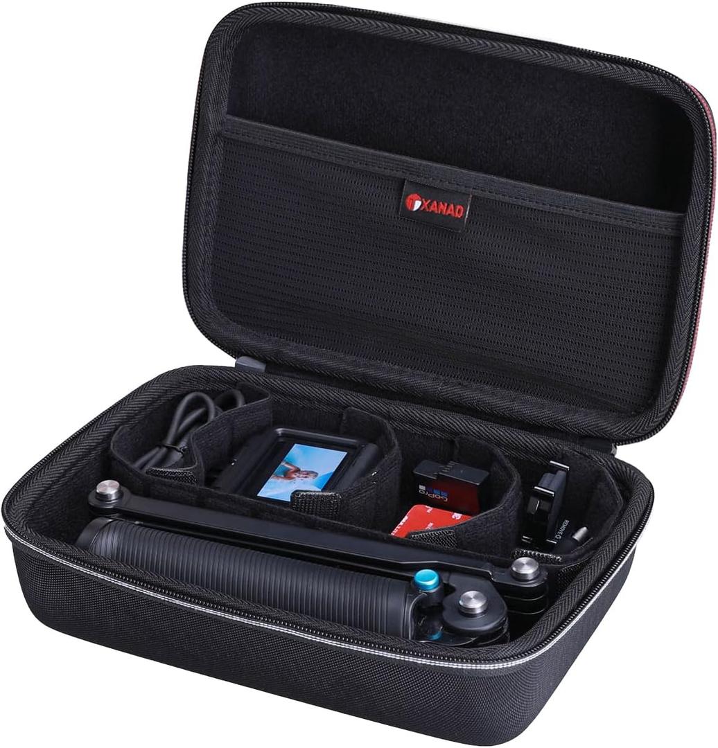 XANAD Hard Case for GoPro Hero 13 12 11 10 9 8 7 6/ DJI Osmo Action 5 4 / Osmo Nano/Osmo 360 / Insta360 GO Ultra GO3S / Ace Pro 2 Action Video Cameras - With 5 Moveable Dividers