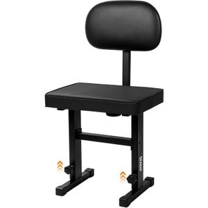 Piano Bench with backrest, Adjustable Music Keyboard Bench Stool Seat with Black Padded Cushion for Keyboard Piano, Professional Heavy Duty Piano Stool Chair with PU Leather for Musicians