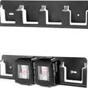 Metal Wall Mount Holder fits for Makita and Bosch 18V Lithium-Ion Batteries,Tool Batteries Rack Effortless Organization,Secure 4 Slot Organizer for a Clutter-Open Workspace