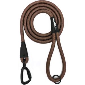 MORXIL Rope Dog Leash, 6 Foot Heavy Duty Dog Leash with Aviation Aluminum Auto Locking Carabiner, Strong Nylon Pet Lead for Small, Medium, Large Dogs (Brown, 6FT)