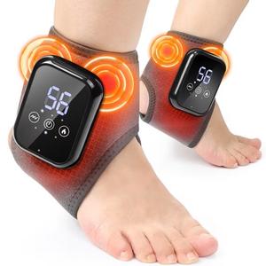 Cordless Ankle Massager with Heat, Rechargeable Ankle Heating Pad, 2000mAh Heated Foot Brace Wrap, Foot Heating Pad for Home Office Travel, 2pcs