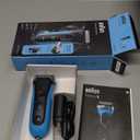 Braun Electric Series 3 Razor with Precision Trimmer, Rechargeable, Wet & Dry Foil Shaver for Men, Blue/Black, 4 Piece
