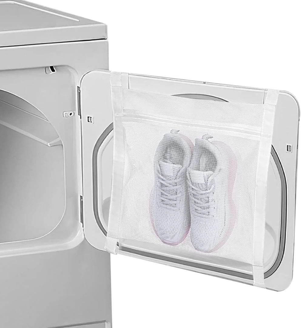 EMVANV Shoe Drying Bag, Laundry Bags Reusable Shoe Dryer Mesh Bags Sneaker Wash and Dry Net Bag Net Laundry Bags with Zipper and Strap for Washing Machine, Shoes, Clothing (Size:40 x 40cm)