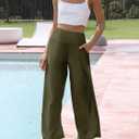 JZC Womens Wide Leg Yoga Pants Comfy Loose Lounge Pajama Flowy Pants Pockets Casual Sweatpants Trouser Army Green XXL