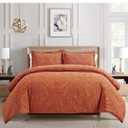 Sunshine Nicole Velvet Jacquard Comforter Set, Velvet Jacquard Face and Brushed Solid Microfiber Reverse, with Light Weight Soft Poly Fill, 3 Pieces Terracotta, Queen