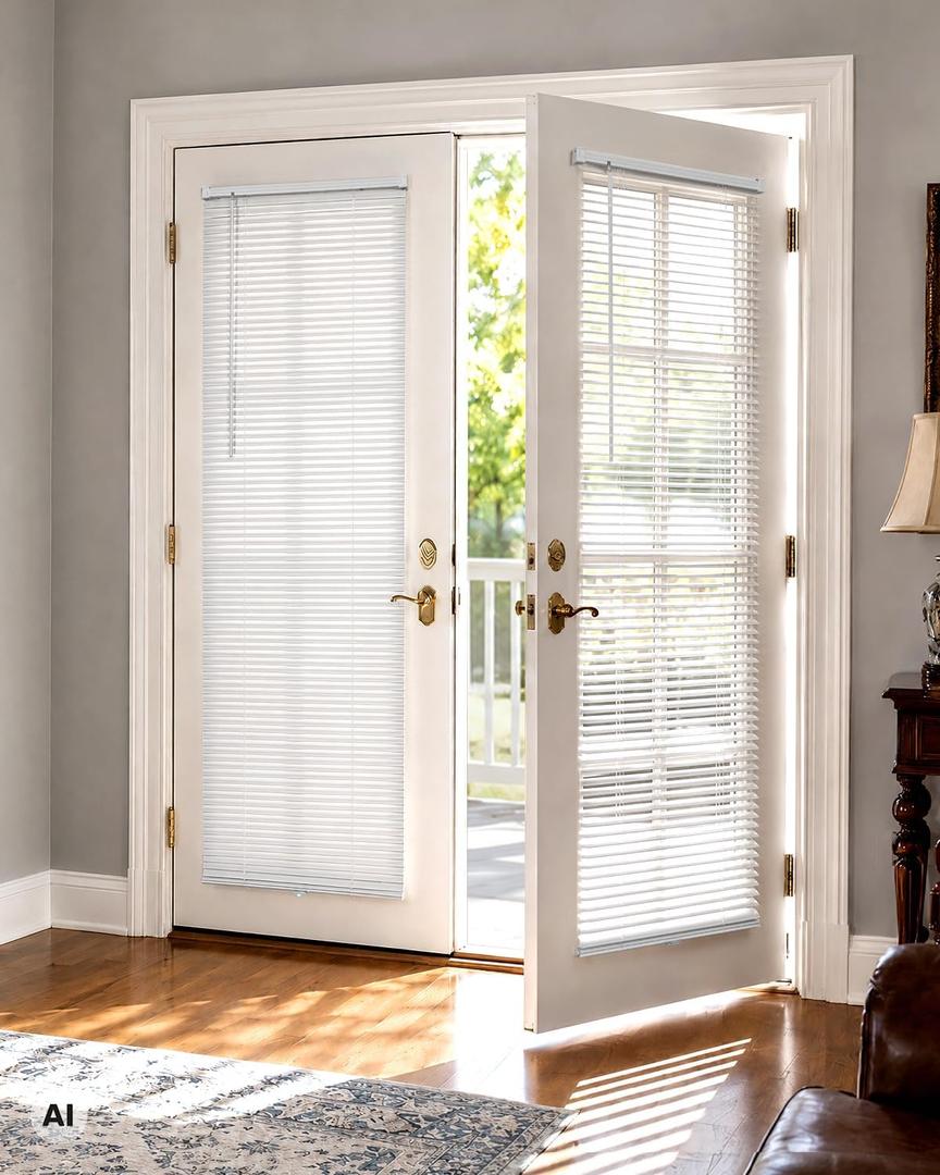 UNISHADES Cordless 1" Vinyl Mini Blinds for Doors, 25" W × 70" H, White