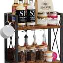 Snughome Coffee Bar Organizer, Kitchen Counter Shelf, Wood Countertop Organizer, 2 Tier Coffee Station (Rustic Brown, Medium)