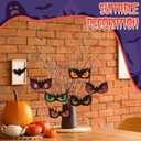 30 Pcs Halloween Ornaments for Tree Wooden Spooky Eyes Ornament with Ropes Hanging Decorations for Outdoor Indoor Bush, Yard, Window, Graveyard Scenes and Party Supplies