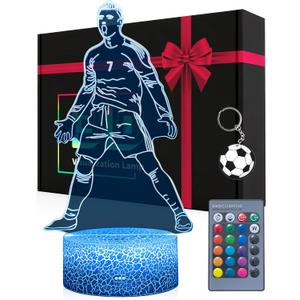 Soccer Night Light for Boys, 16 Colors Changing Dimmable with Remote, Siuuuu Celebration Figurine Lamp, Creative Soccer Decor Gifts for Girls Teens Men Birthday Christmas