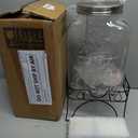2 Gallon Glass Beverage Dispenser with Stand and Lid, 18/8 Stainless Steel Spigot - Glass Drink Dispensers for Parties - Mason Jar Drink Dispensers with Lids