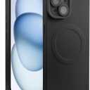 Designed for iPhone 15 Case Silicone Compatible with Magsafe, Camera Lens Protector, Military Grade Shockproof Protective, Rectangle Magnetic Phone Case for iPhone 15 Black