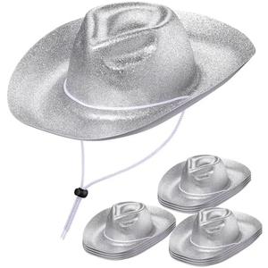 Shyyween Western Cowboy Hat Bulk Plastic Glitter Wide Brimmed Cowgirl Party Hat for Men Women Disco Costume Party