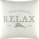 Tommy Bahama Throw Pillow Soft Cotton with Zipper Closure, Tropical Design, Ideal for Bed or Couch, 18" x 18", Relax Grey