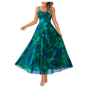 BTFBM Women Summer Floral Maxi Dresses Elegant Spaghetti Strap Dress Printed Party Dress Beach Long Dresses Medium