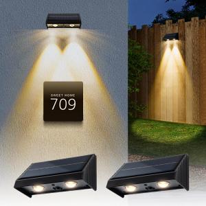 Solar Lights Outdoor 3000K Warm White Downlights LED Dusk to Dawn Waterproof Solar Light for Fence, Wall, Address, Mailbox, House Number, Sign(2 Pack)