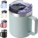 ALOUFEA 12oz Insulated Coffee Mug Cup with Handle, Stainless Steel Travel Coffee Mug with Flip Lid, Double Wall Vacuum Coffee Tumbler,Sage