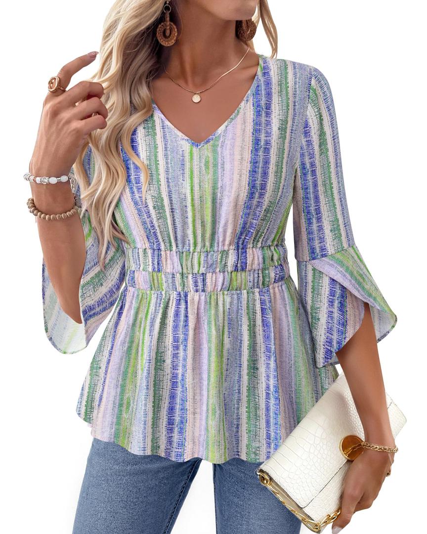 Timeson Ladies Tops and Blouses: 3/4 Sleeve Fall Outfits — Plus Size Blouses for Women — Womens Dress Shirts Business Casual Clothing Ladies Tops Dressy Work Elegant Office Wear Peasant Flowy Tunic