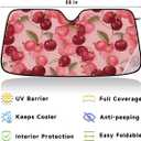 Cute Cherry Car Windshield Sun Shade Fruit Pattern Front Window Sunshades Foldable UV Ray Sun Visor Protector for Sedans SUV Trucks Sun Shield Keep Your Vehicle Cool