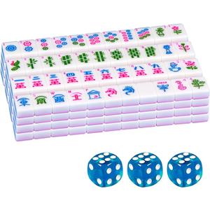 BeautyChen American Mahjong Tile Set, 166 Pcs 1.2" Mahjong Tiles with 3 Dices 1 Instruction, Mahjong Game Set for Adult Family & Friends Gatherings, Mahjong Lovers, Beginners (Pink)