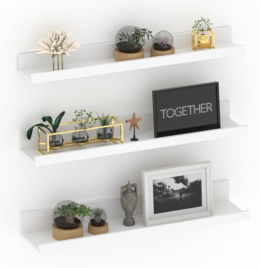 Giftgarden 24 Inch White Floating Shelves for Wall Mount, Modern Wood Wall Shelf Ledge for Bathroom Bedroom Living Room Kitchen Nursery Storage, Set of 3 Different Sizes Giftgarden 24 Inch White Floating Shelves for Wall Mount, Modern Wood Wall Shelf Ledge for Bathroom Bedroom Living Room Kitchen Nursery Storage, Set of 3 Different Sizes