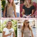 LessonZoo 3 Pack Girls Shirts Scoop Neck Ribbed T Shirts Teens Short Sleeve Slim Fit Summer Tees for Kids Age 5-14(Khaki, White, Black,5-6 Years)