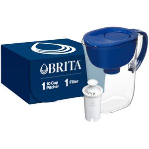 Brita Large Water Filter Pitcher for Tap and Drinking Water with SmartLight Change Indicator, Includes 1 Standard Filter, BPA-Free, Lasts 2 Months, 10-Cup Capacity, Mazarine Blue