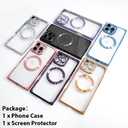 OOK Magnetic Case Made for iPhone 16 Pro Max (Compatible with MagSafe) Clear Phone Cover with Screen Protector Soft TPU Anti-Scratch Shockproof Protective Case for Women Men - Desert Titanium