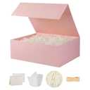 UoeRing 1 Pcs Pink Gift Box 9.5x6x3 inch Small Luxury Gift Box for Presents with Magnetic Lid Collapsible,Birthday,Christmas,Contains Card, Ribbon, Tissue Paper, Shredded Paper Fille