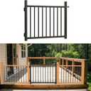36"x45" Aluminum Gate with Self-Closing Hinges,Square Tube 3/4" pickets, Adjustable Width Black Powder Coated Deck gate Kits Incl. Hinges Latch for Deck Railing Patios Gardens Indoor Outdoor