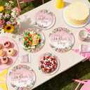 250Pcs Happy Mother's Day Party Supplies Pink Flowers Golden Plates and Napkins Golden Glitters Dots Floral Mom's Day Tableware Set for Thanks Mother Party Supplies, Serves 50
