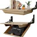 Hidden Shelf for Gun, Wall Mounted Hidden Gun Storage Shelf with Lock, Solid Wood Hidden Compartment Furniture (Natural)