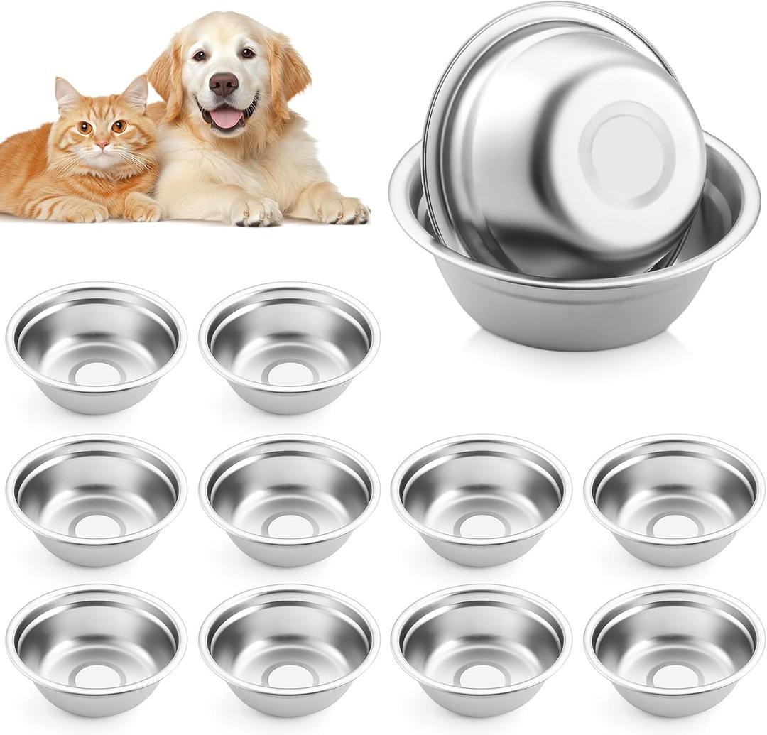 12 PCS Metal Dog Bowls Stainless Steel Small Pet Food and Water Bowls for Dogs & Cats, Rust-Resistant, Easy to Clean, Dishwasher Safe