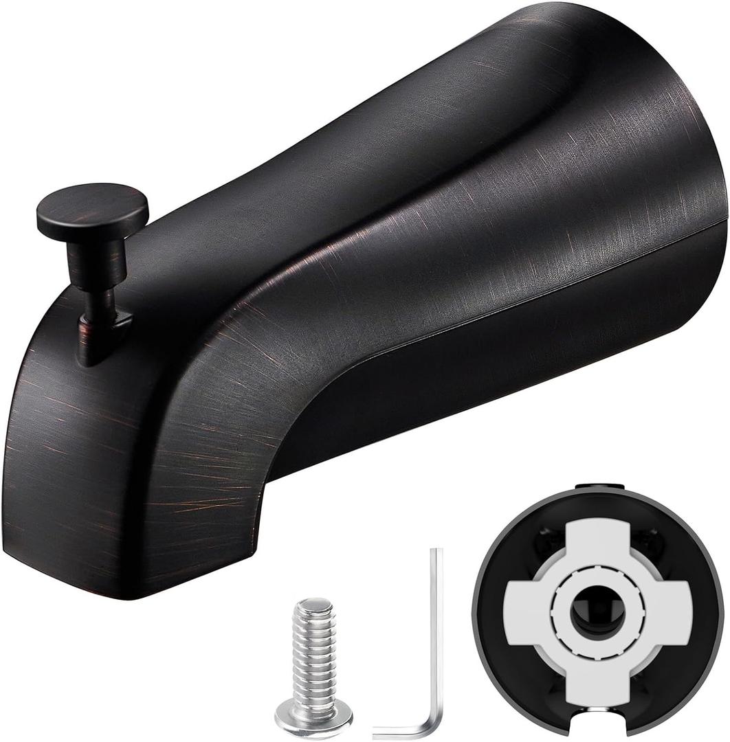 Tub Spout with Pull Down Diverter  Slip-Fit Bathtub Faucet Spout Replacement, 1/2 Copper Pipe Connection, Easy Installation, Universal for Bathroom Shower(Oil Rubbed Bronze)