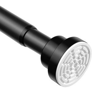 Tension Curtain Rod 30 To 76 Inch Black Tension Rods Adjustable Spring Loaded Curtain Rods 7/8" Curtains Rods No Drilling Tension Rods For Windows Bedroom Closet Doorway Door