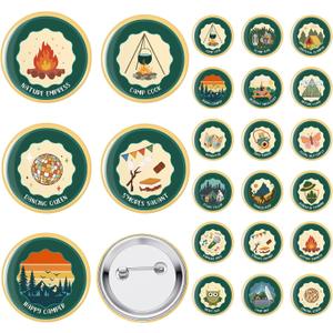 18 Pcs Camping Bachelor Party Badge Set Bachelorette Camp Party Favors Last Trail Before the Veil Bachelorette Gift Bride Buttons for Camping Bridal Shower Team Bride Accessories