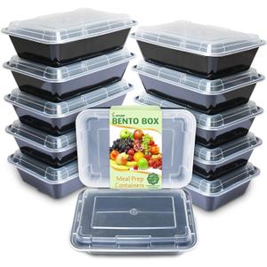 Enther Meal Prep Containers 12 Pack 1 Compartment Single Lids Food Storage Bento BPA Free | Stackable | Reusable Lunch Boxes, Microwave/Dishwasher/Freezer Safe Portion Control (28 oz)