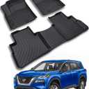 Floor Mats Custom-Fit for Nissan Rogue 2025 2024 2023 2022 2021 | All-Weather Car TPE Mat Set | Front Rear Floor Liners | Automotive Interior Accessories for Protection Not for Sport Models