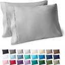 Bare Home Microfiber Pillow Cases - Standard/Queen Size Set of 2 - Cooling Pillowcases - Double Brushed - Light Grey Pillowcases 2 Pack - Easy Care (Standard Pillowcase Set of 2, Light Grey)
