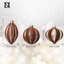 DN DECONATION Brown Glass Christmas Ornaments, Flocked Velvet Hanging Ornament Ball with Assorted Sizes & Designs, Vintage Xmas Tree Home Party Decor (9PCS) (Set of 9)