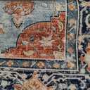 Area Rugs 7'x10' Washable Non-Slip, Floral Vintage Distress Print Pattern Medallion Carpet for Living Room Bedroom Dining Room, Beige Navy Blue Orange Colorful