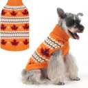 KOOLTAIL Cable Knit Dog Sweater Turtleneck, Cold Weather Pullover Classic Knitwear, Thick Warm Winter Pet Clothes, Fall Maple Leaves Thanksgiving Dog Sweater for Small Medium Large Dogs Cats, Orange M