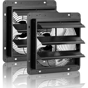 8'' Shutter Exhaust Fan, 760 CFM High-Speed Wall Mounted Exhaust Fan, 40dB Quiet Ventilation Attic Fan for Shed, Garage, Greenhouse, Basement, Chicken Coop, Generator Room, 2 Packs